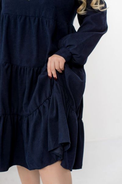 Сукня темно-синя вельвет №102768 — фото 3