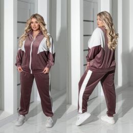 Спорт костюм Мокко+білий №97563