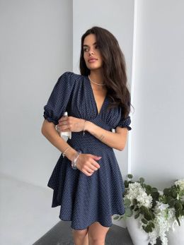 Сукня-комбінезон темно синій в горох №100952