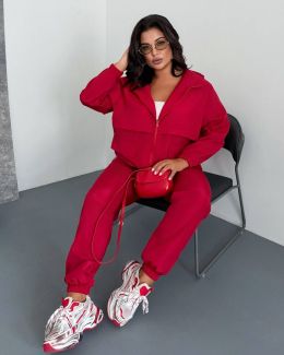 Костюм з плащівки червоний №98183